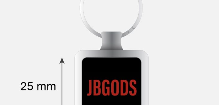 JBGODS branded metal keychain