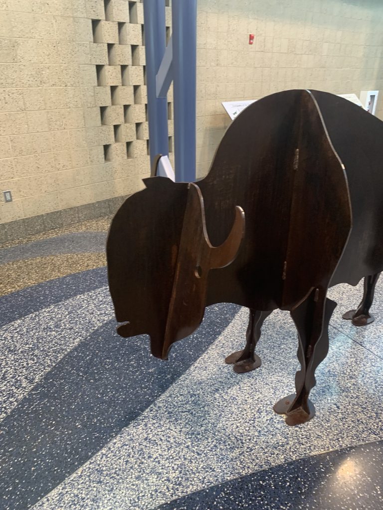 Bison art inside welcome center