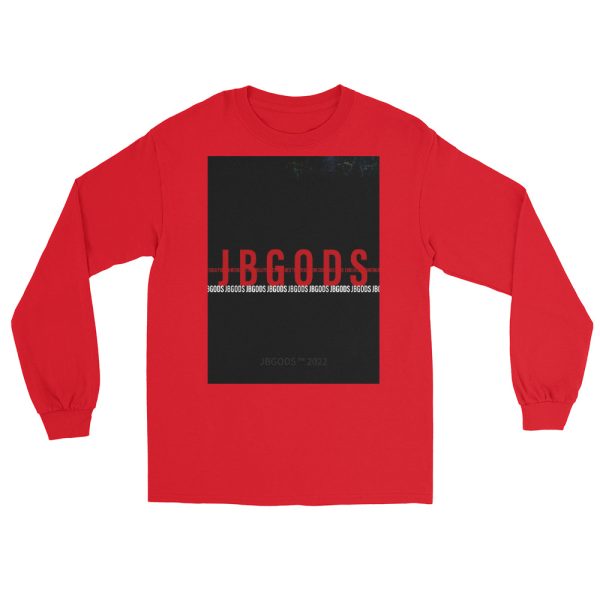 red JBGODS shirt with logo