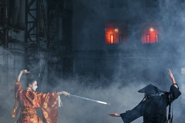 warriors fighting in clouds of smoke