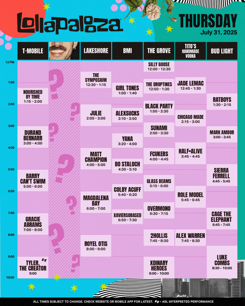 Lollapalooza schedule