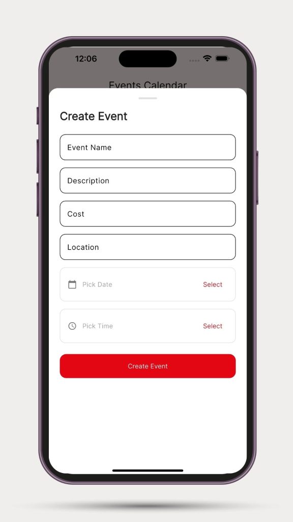 Event screen jbgods phone app
