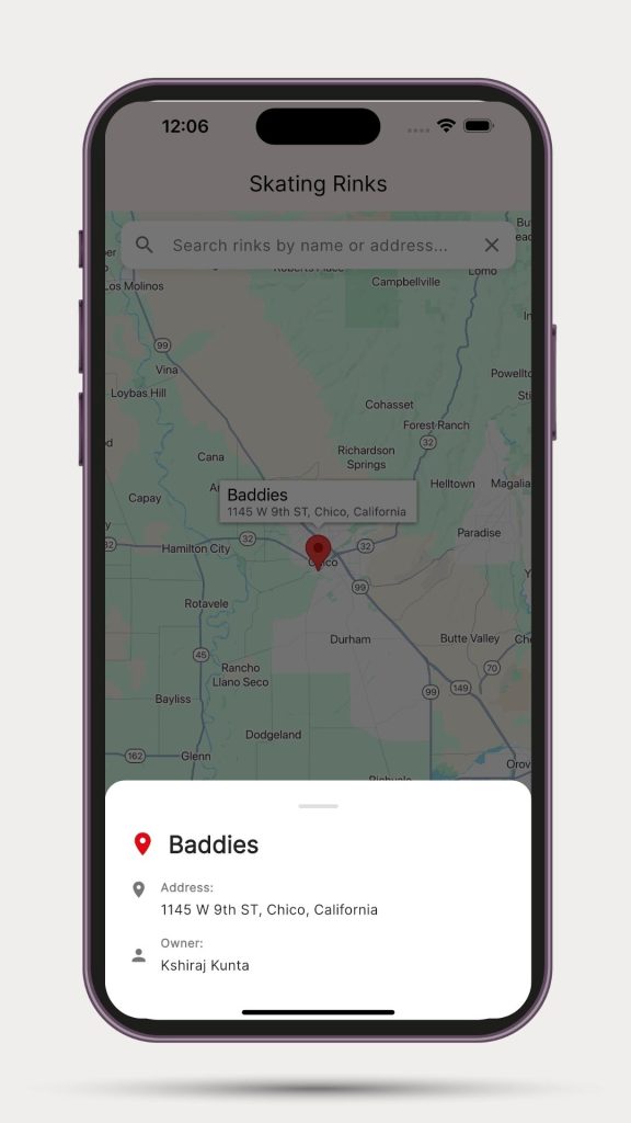 Map screen on jbgods ios app
